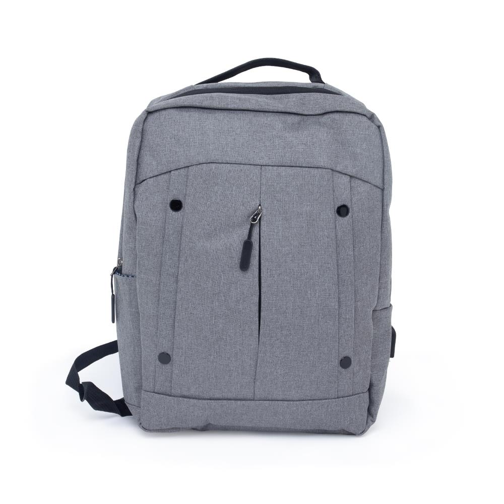 Mochila de Nylon com 2 Compartimentos 1353 | Com divisórias internas para acessórios, a mochila possui bolso lateral, suporte externo USB e alça para engate em malas de viagem.