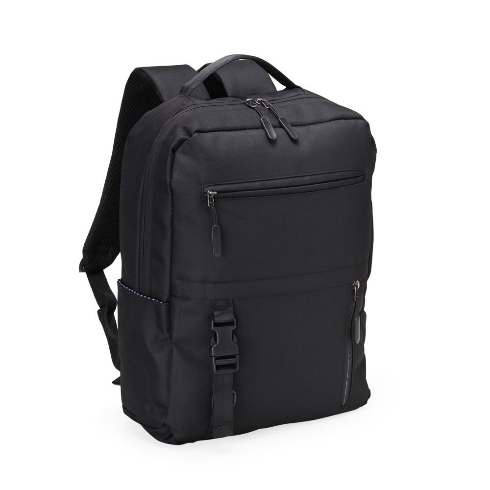 Mochila de Nylon com Capacidade de 23 Litros 1352 | Com divisórias internas para acessórios, a mochila possui bolso lateral, suporte externo USB e alça para encaixe em malas e viagens.