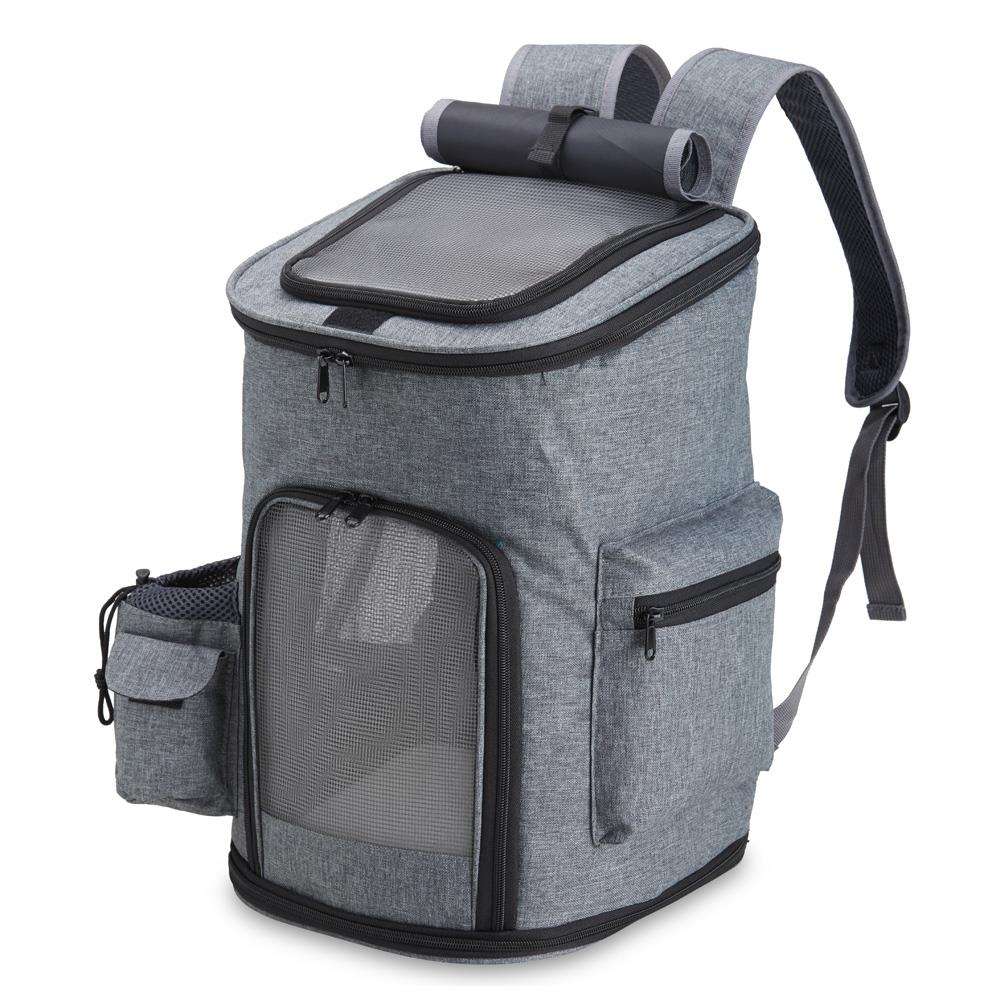 Mochila para Pet com Telas Respiráveis 14993 | A mochila dispõe de alça de mão e alças para as costas revestidas com material respirável.