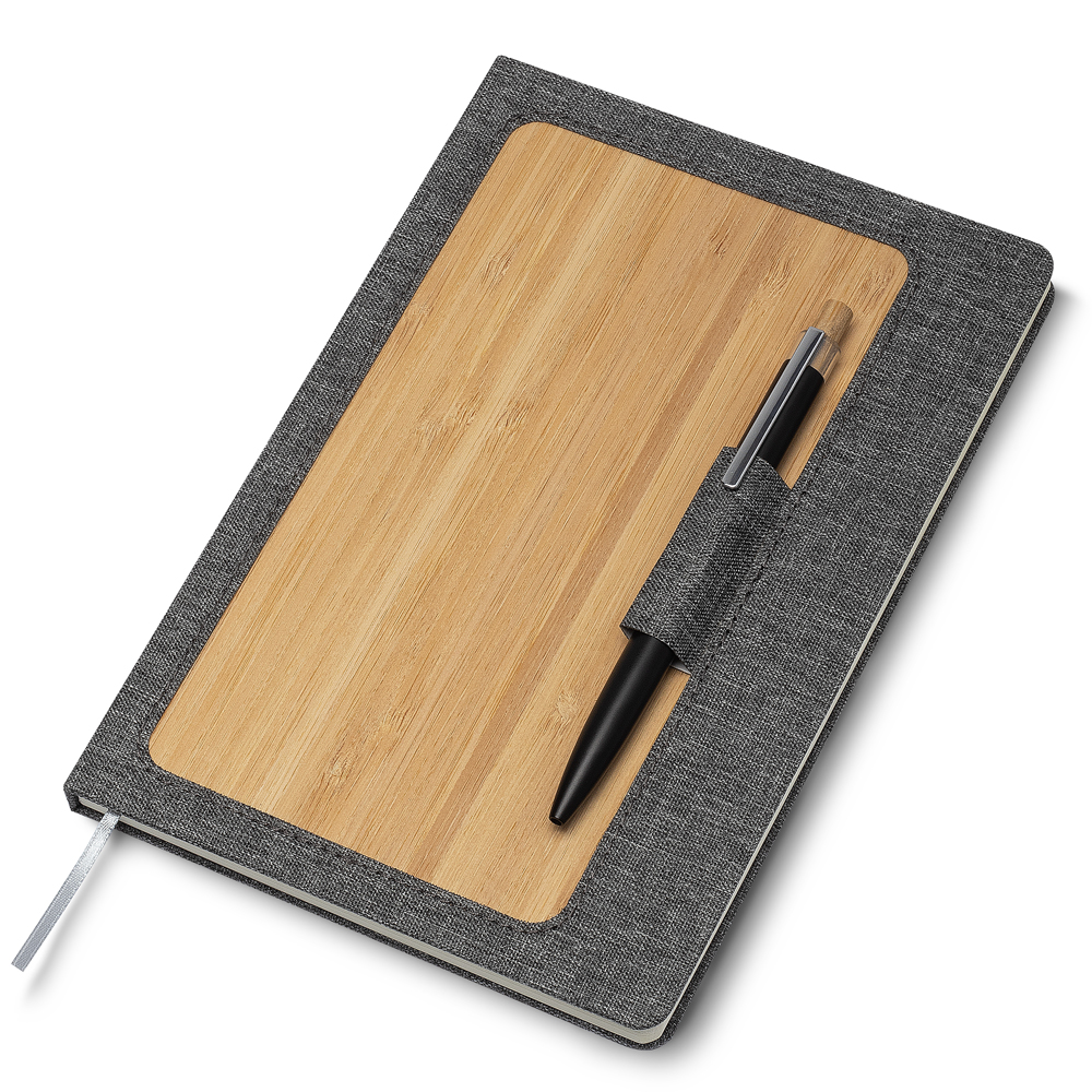 Caderno de Anotações com Pauta CAD160 | miolo com 80 folhas pautadas na cor bege.